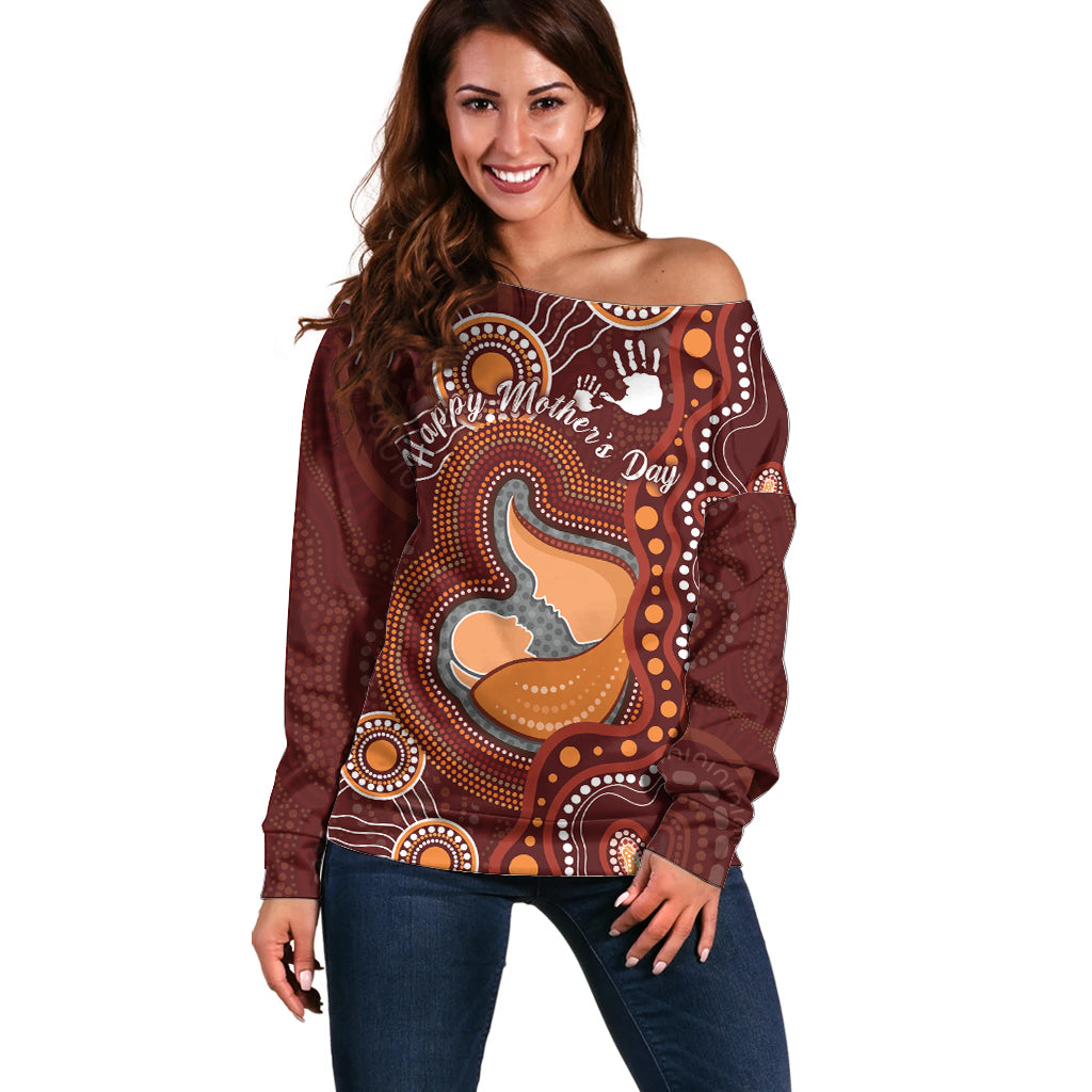 Australia Mother's Day Indigenous Off Shoulder Sweater Aboriginal Art