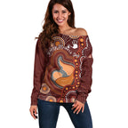 Australia Mother's Day Indigenous Off Shoulder Sweater Aboriginal Art