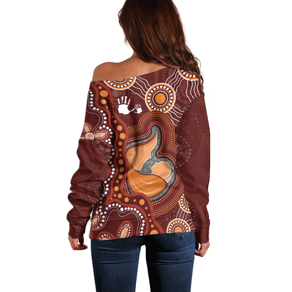 Australia Mother's Day Indigenous Off Shoulder Sweater Aboriginal Art