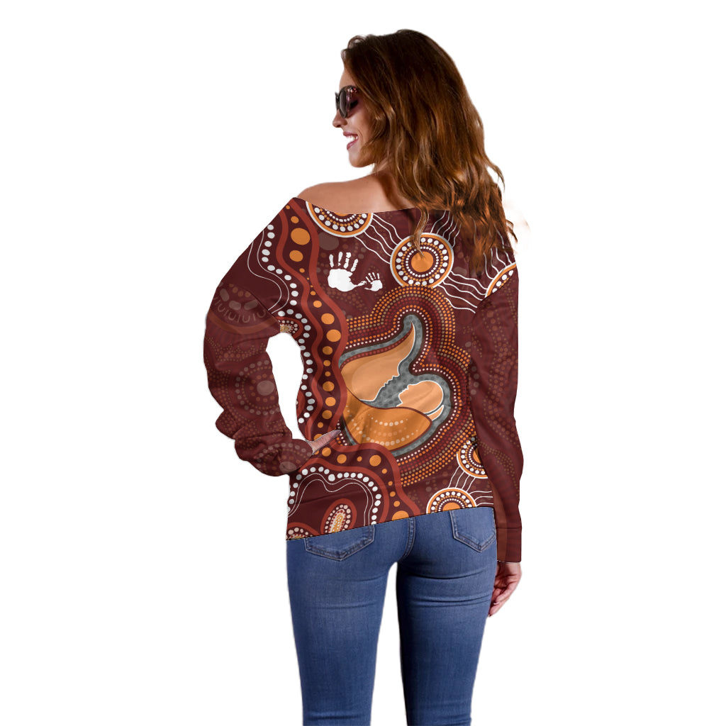 Australia Mother's Day Indigenous Off Shoulder Sweater Aboriginal Art