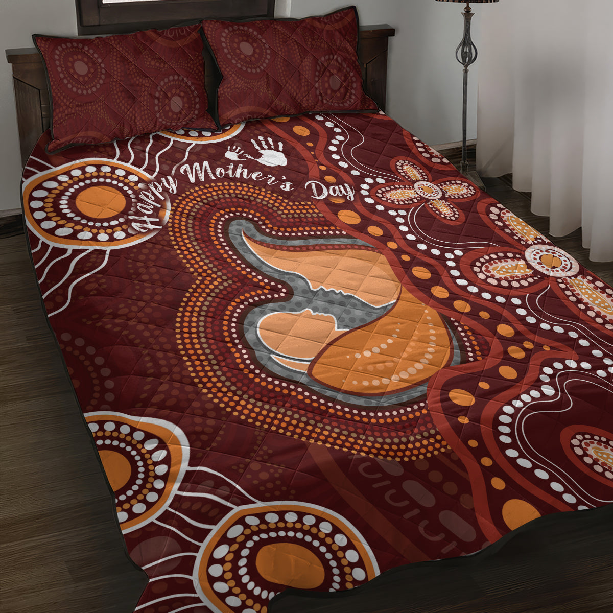 Australia Mother's Day Indigenous Quilt Bed Set Aboriginal Art