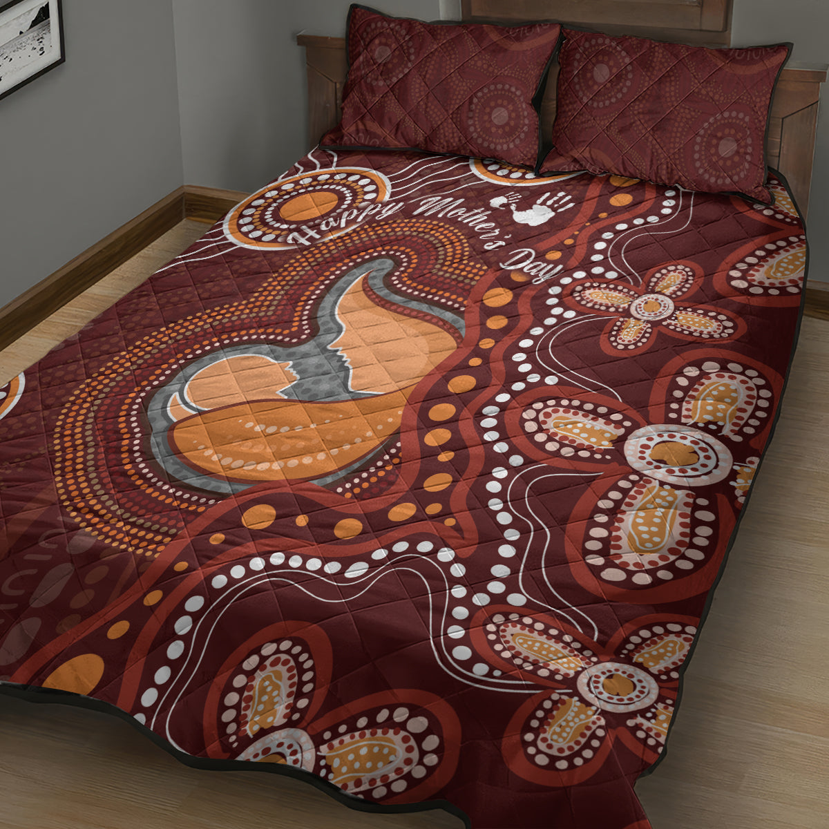 Australia Mother's Day Indigenous Quilt Bed Set Aboriginal Art