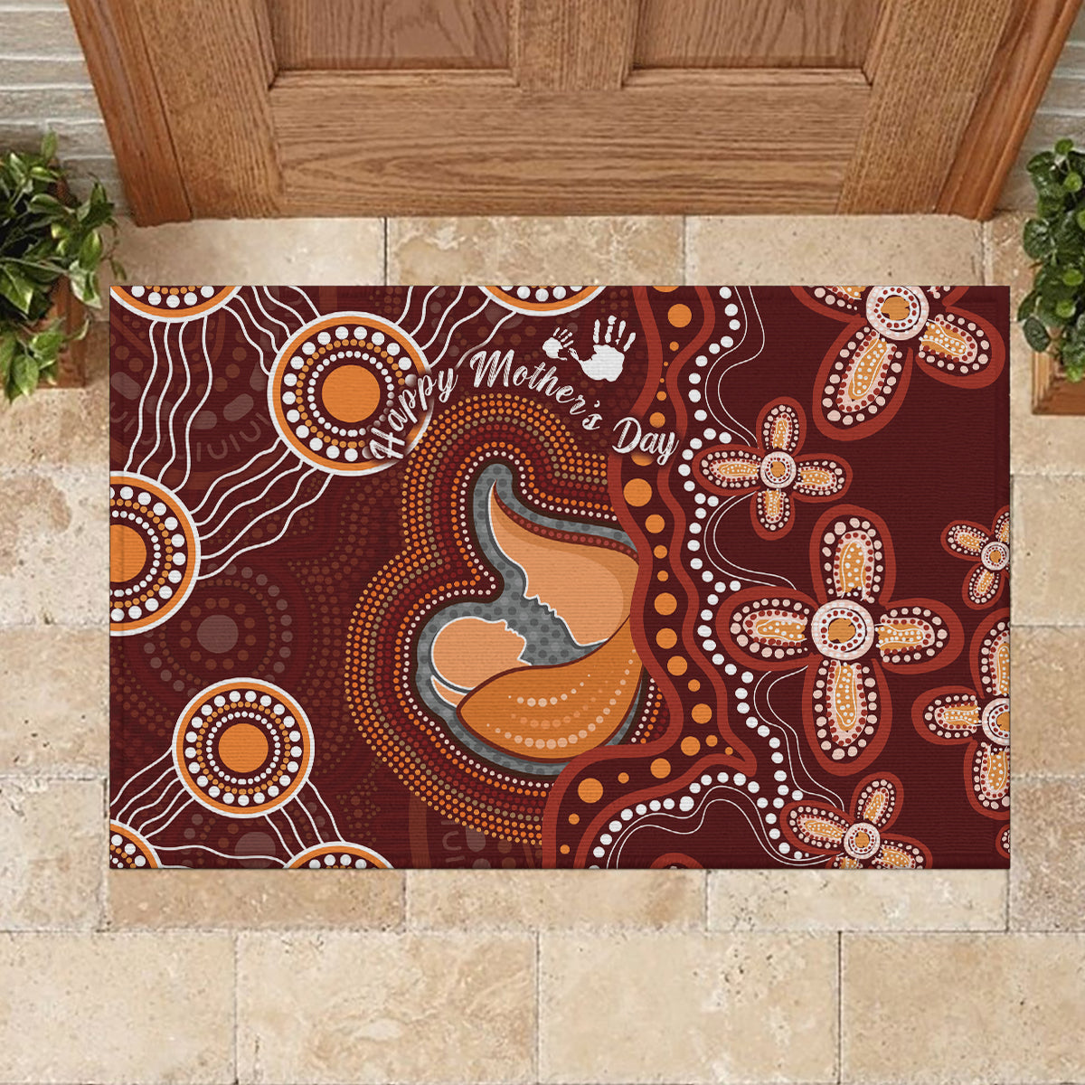 Australia Mother's Day Indigenous Rubber Doormat Aboriginal Art