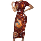 Australia Mother's Day Indigenous Short Sleeve Bodycon Dress Aboriginal Art