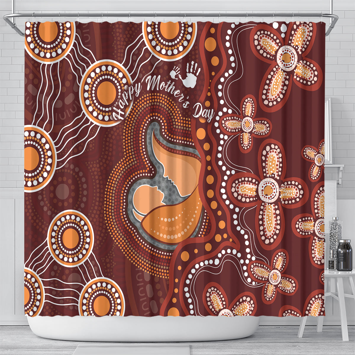 Australia Mother's Day Indigenous Shower Curtain Aboriginal Art