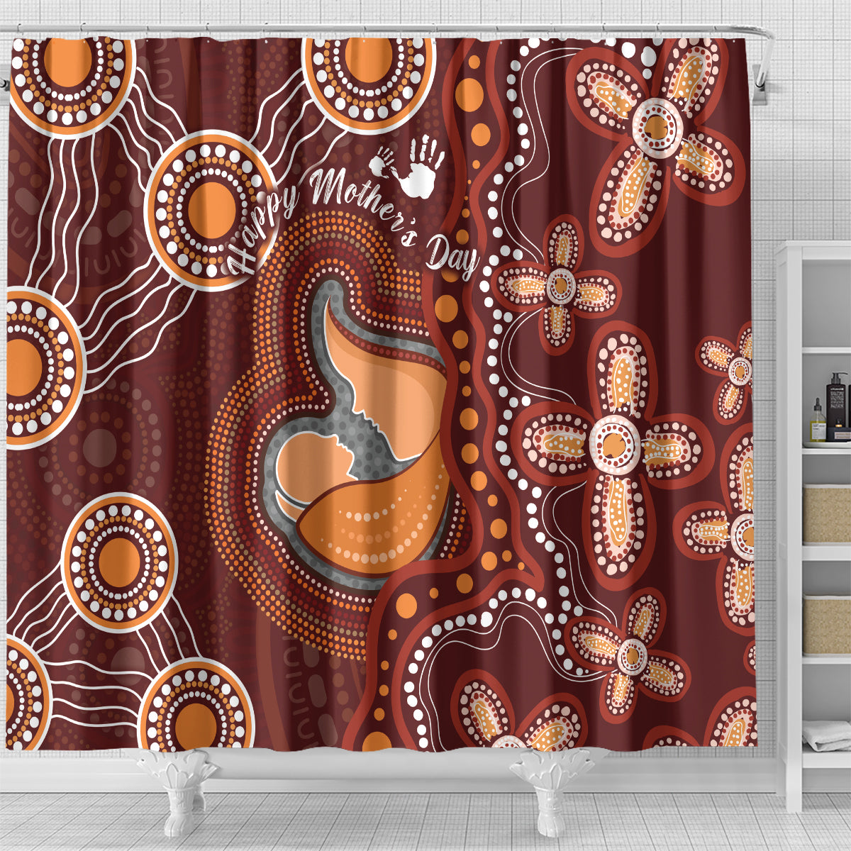 Australia Mother's Day Indigenous Shower Curtain Aboriginal Art