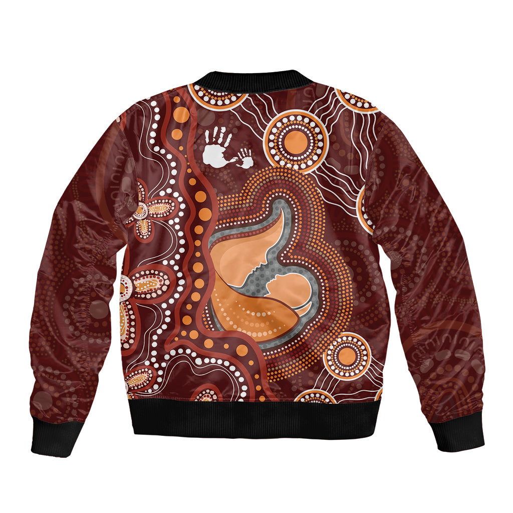 Australia Mother's Day Indigenous Sleeve Zip Bomber Jacket Aboriginal Art