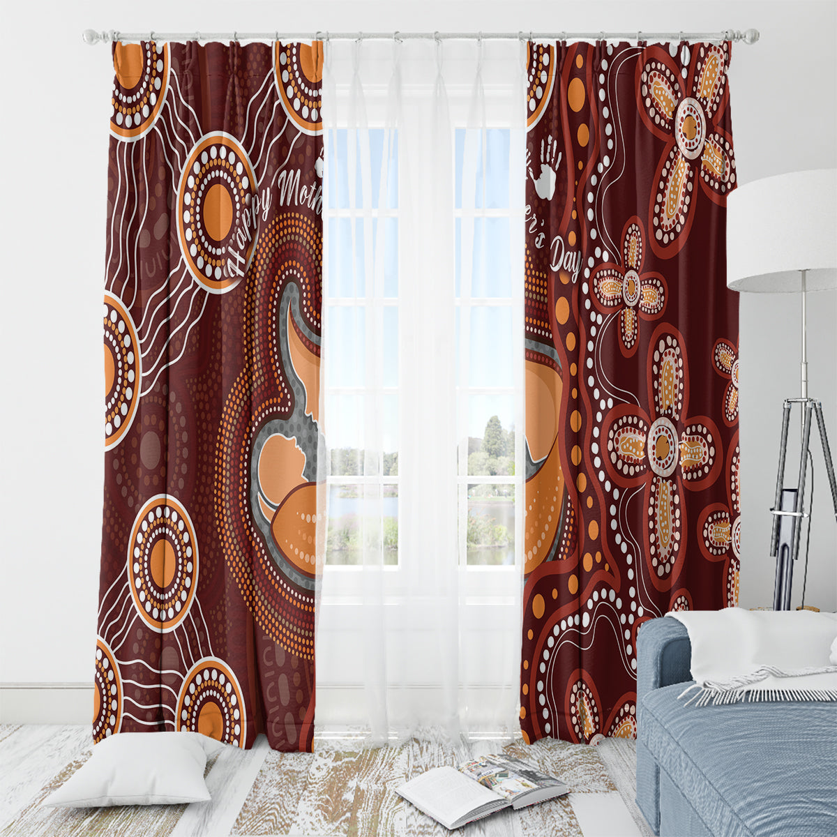 Australia Mother's Day Indigenous Window Curtain Aboriginal Art