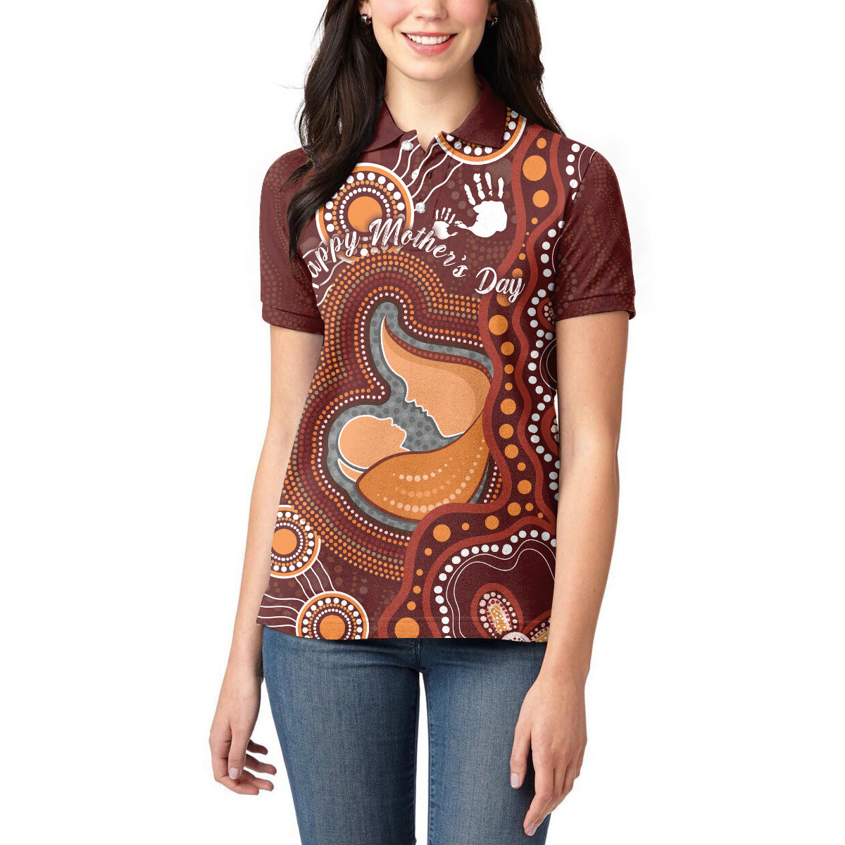 Australia Mother's Day Indigenous Women Polo Shirt Aboriginal Art
