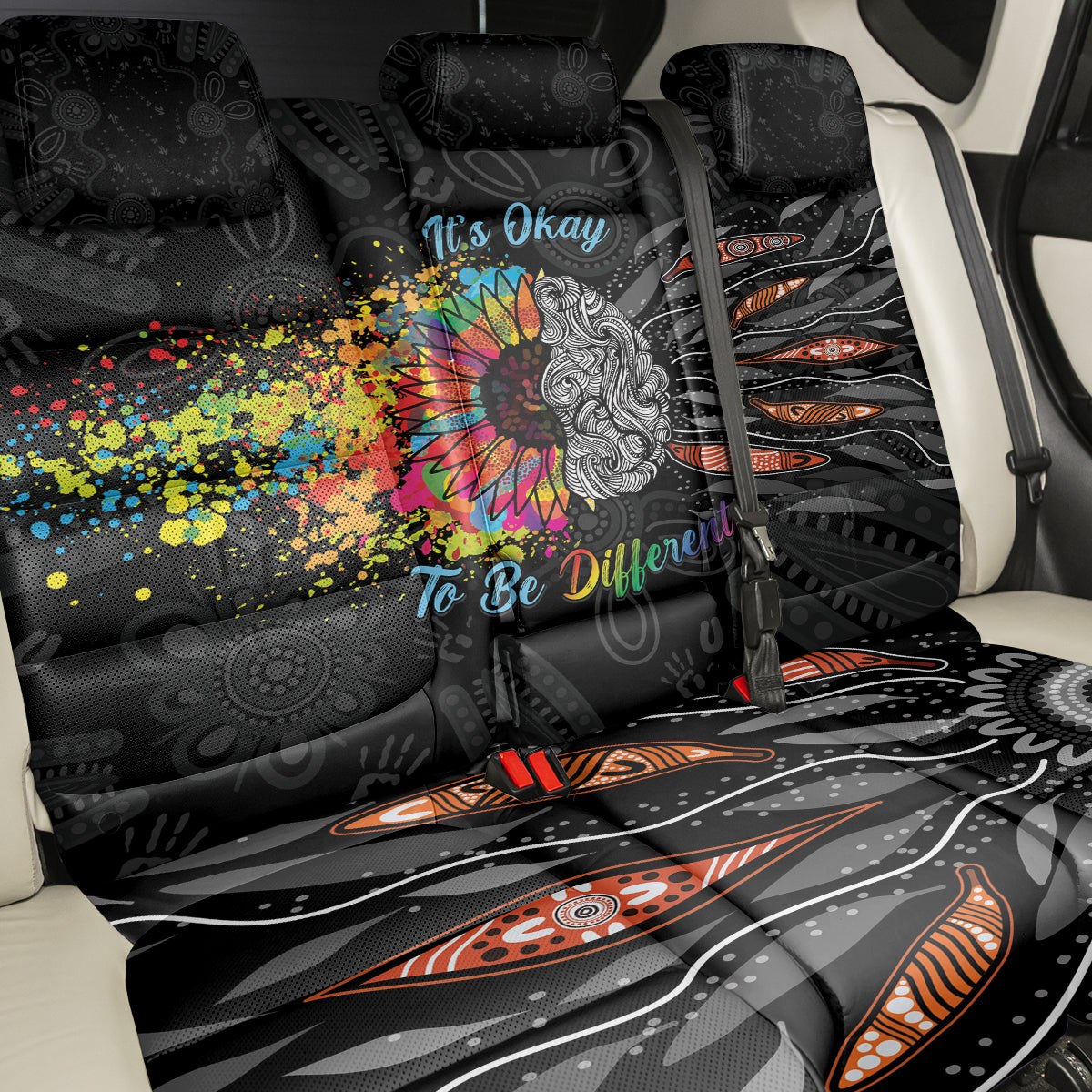 Australia Aboriginal Back Car Seat Cover Autism It's Okay To Be Different
