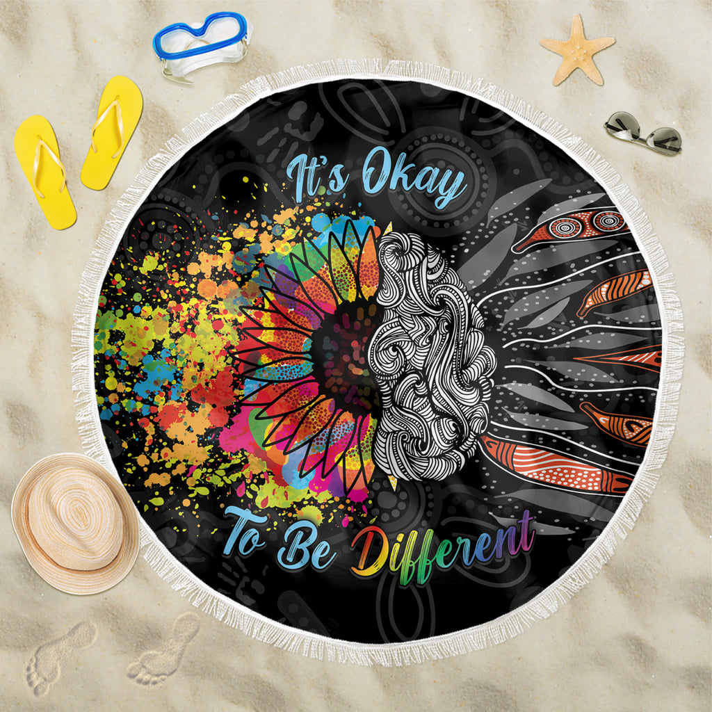 Australia Aboriginal Beach Blanket Autism It's Okay To Be Different