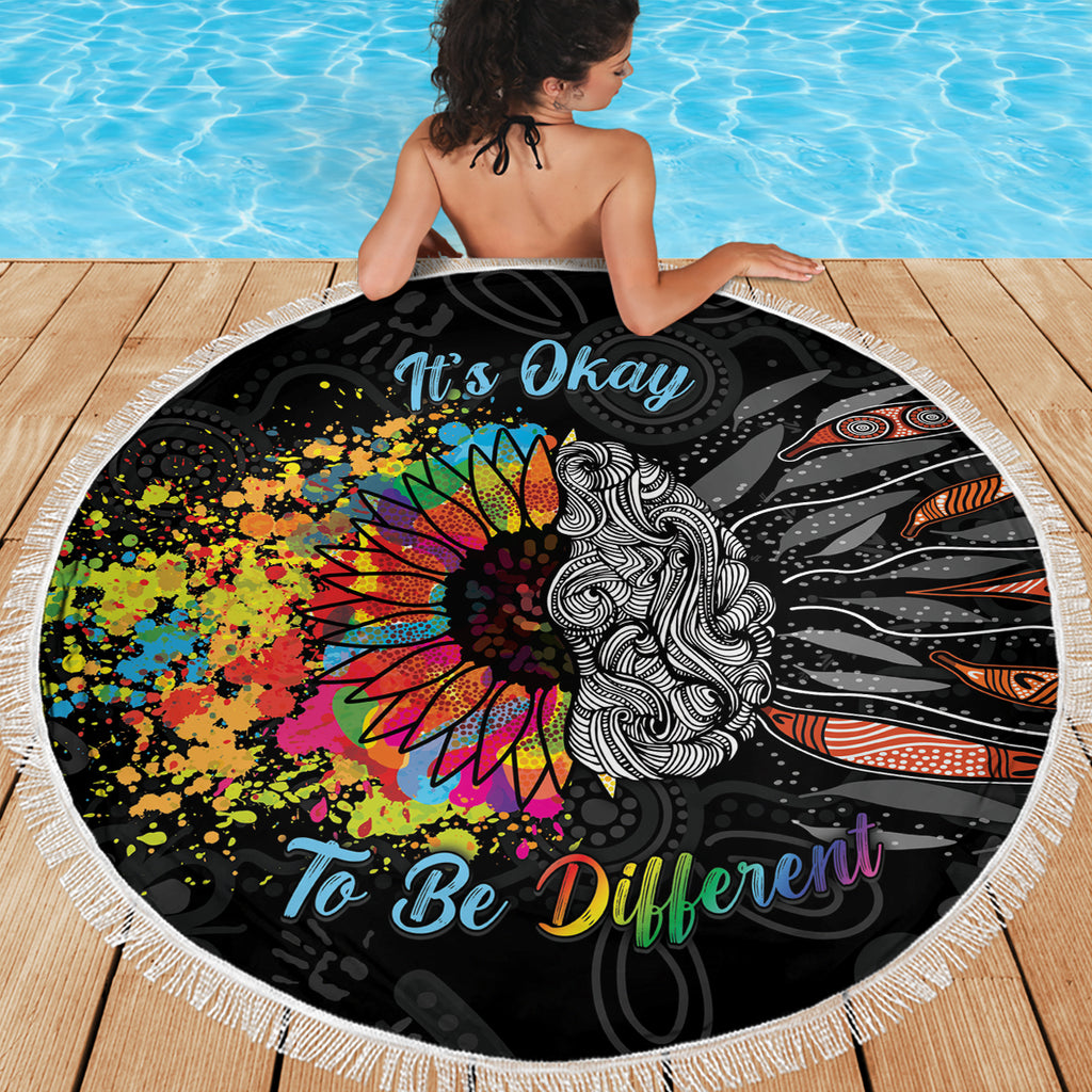 Australia Aboriginal Beach Blanket Autism It's Okay To Be Different