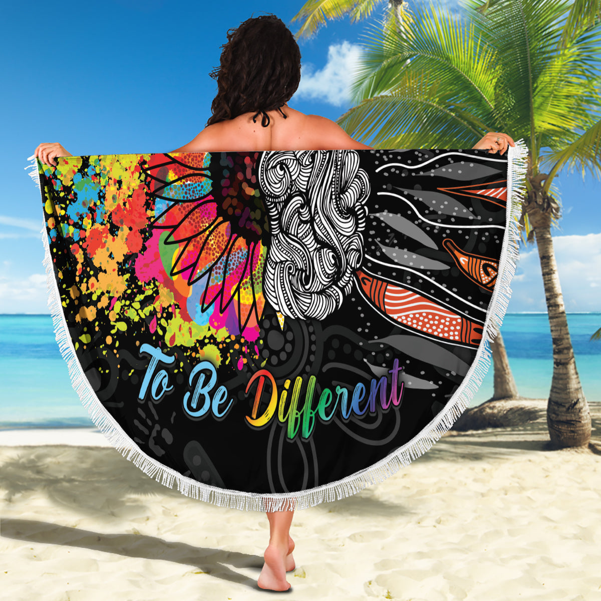 Australia Aboriginal Beach Blanket Autism It's Okay To Be Different