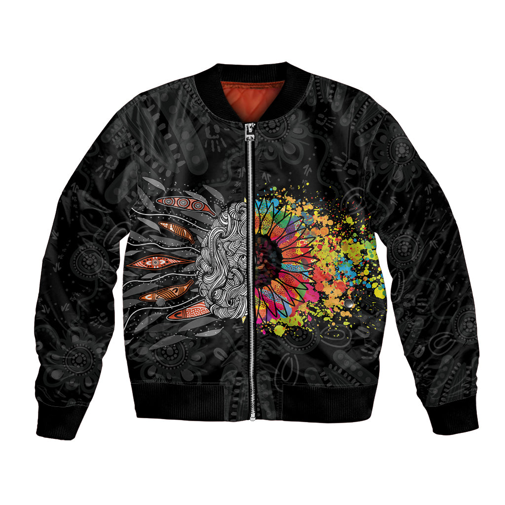 Australia Aboriginal Bomber Jacket Autism It's Okay To Be Different