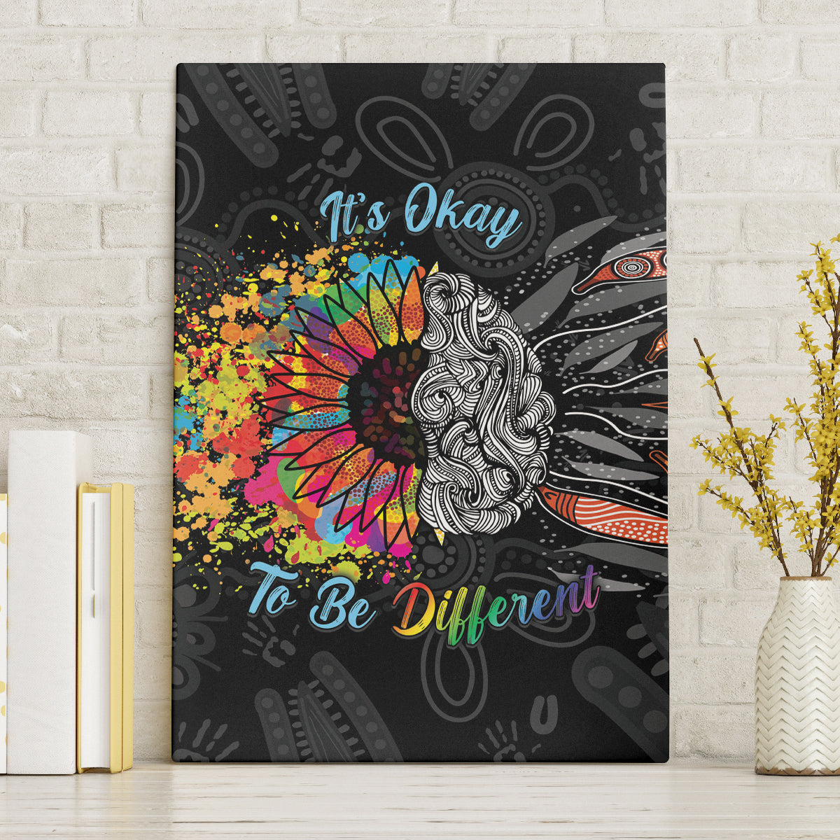 Australia Aboriginal Canvas Wall Art Autism It's Okay To Be Different