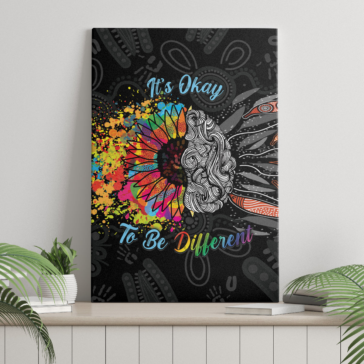 Australia Aboriginal Canvas Wall Art Autism It's Okay To Be Different