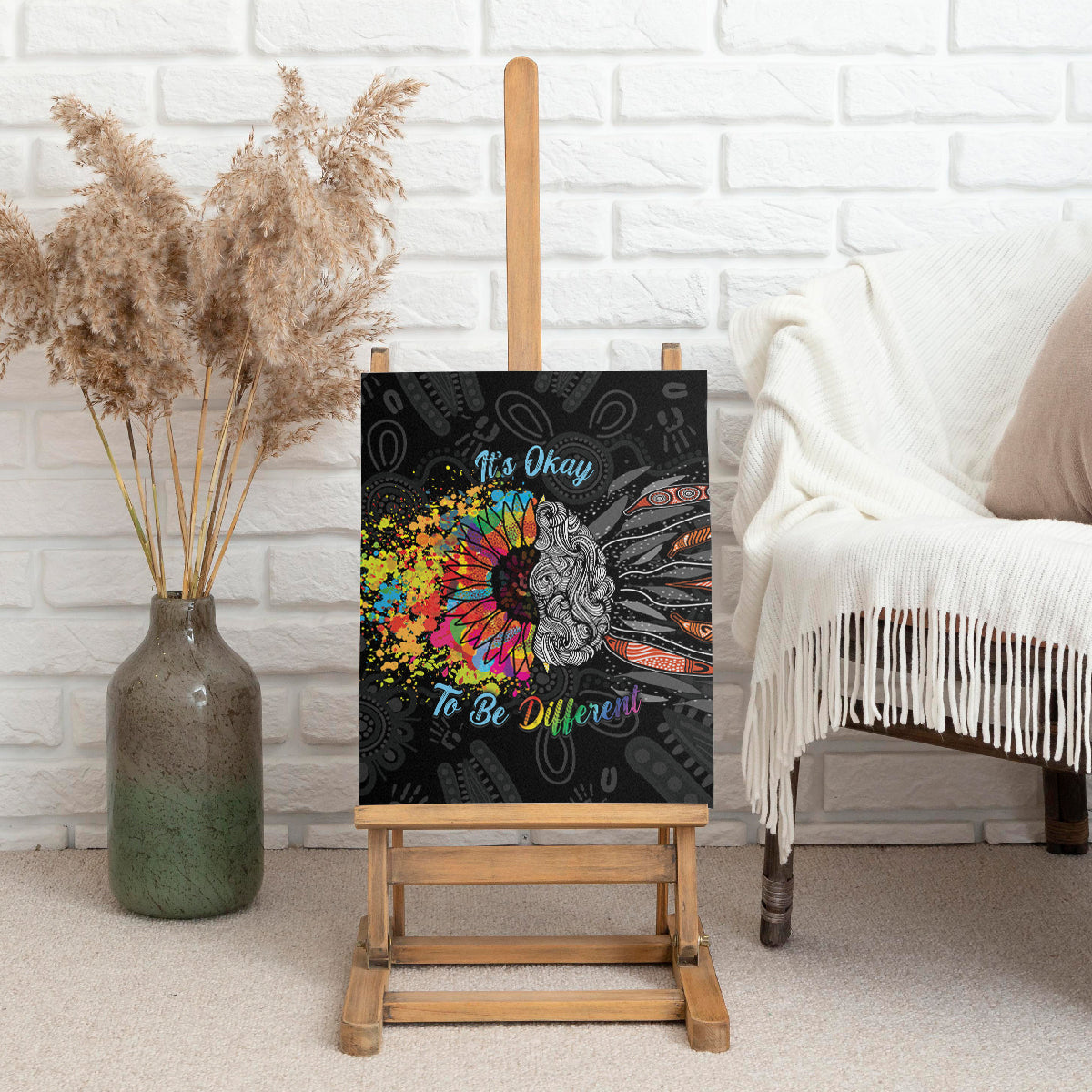 Australia Aboriginal Canvas Wall Art Autism It's Okay To Be Different