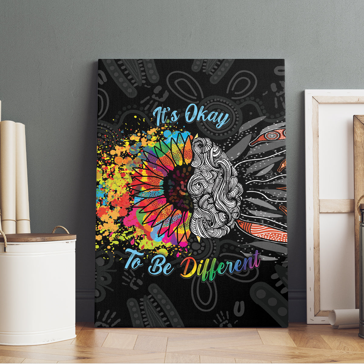 Australia Aboriginal Canvas Wall Art Autism It's Okay To Be Different