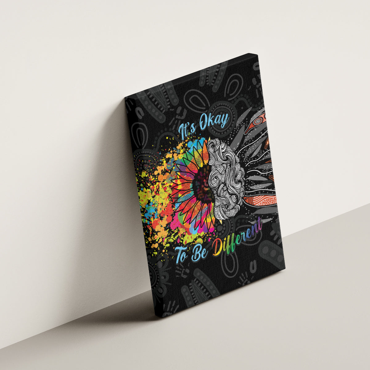 Australia Aboriginal Canvas Wall Art Autism It's Okay To Be Different