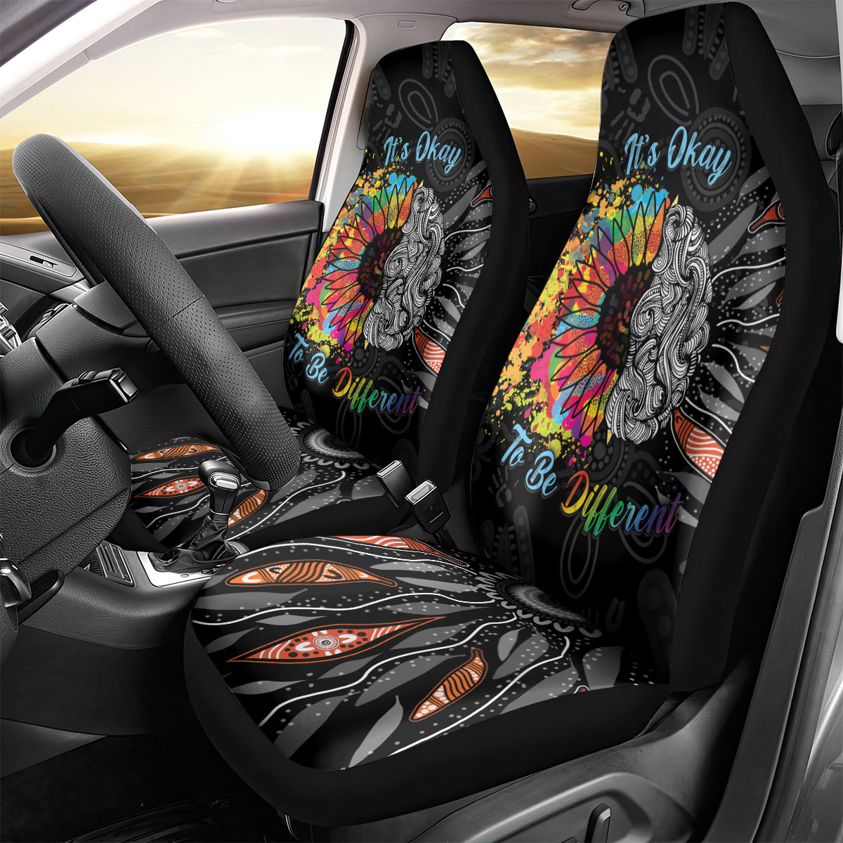 Australia Aboriginal Car Seat Cover Autism It's Okay To Be Different