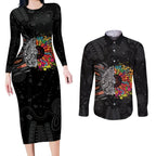 Australia Aboriginal Couples Matching Long Sleeve Bodycon Dress and Long Sleeve Button Shirt Autism It's Okay To Be Different