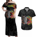 Australia Aboriginal Couples Matching Off Shoulder Maxi Dress and Hawaiian Shirt Autism It's Okay To Be Different