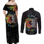 Australia Aboriginal Couples Matching Off Shoulder Maxi Dress and Long Sleeve Button Shirt Autism It's Okay To Be Different