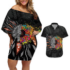 Australia Aboriginal Couples Matching Off Shoulder Short Dress and Hawaiian Shirt Autism It's Okay To Be Different