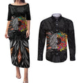 Australia Aboriginal Couples Matching Puletasi and Long Sleeve Button Shirt Autism It's Okay To Be Different