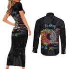 Australia Aboriginal Couples Matching Short Sleeve Bodycon Dress and Long Sleeve Button Shirt Autism It's Okay To Be Different