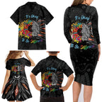 Australia Aboriginal Family Matching Long Sleeve Bodycon Dress and Hawaiian Shirt Autism It's Okay To Be Different