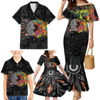 Australia Aboriginal Family Matching Mermaid Dress and Hawaiian Shirt Autism It's Okay To Be Different