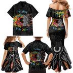 Australia Aboriginal Family Matching Mermaid Dress and Hawaiian Shirt Autism It's Okay To Be Different