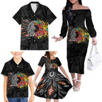 Australia Aboriginal Family Matching Off The Shoulder Long Sleeve Dress and Hawaiian Shirt Autism It's Okay To Be Different
