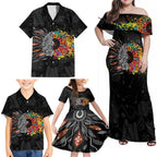 Australia Aboriginal Family Matching Off Shoulder Maxi Dress and Hawaiian Shirt Autism It's Okay To Be Different