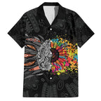 Australia Aboriginal Family Matching Off Shoulder Maxi Dress and Hawaiian Shirt Autism It's Okay To Be Different