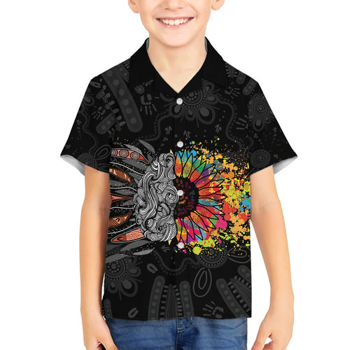 Australia Aboriginal Family Matching Off Shoulder Maxi Dress and Hawaiian Shirt Autism It's Okay To Be Different