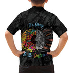 Australia Aboriginal Family Matching Off Shoulder Short Dress and Hawaiian Shirt Autism It's Okay To Be Different