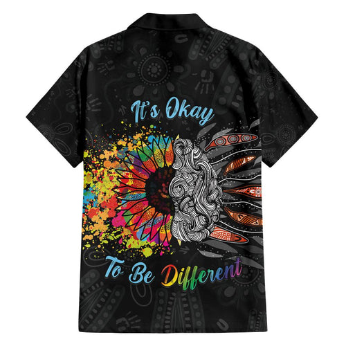 Australia Aboriginal Family Matching Off Shoulder Short Dress and Hawaiian Shirt Autism It's Okay To Be Different