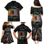 Australia Aboriginal Family Matching Puletasi and Hawaiian Shirt Autism It's Okay To Be Different