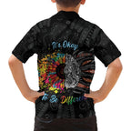 Australia Aboriginal Family Matching Short Sleeve Bodycon Dress and Hawaiian Shirt Autism It's Okay To Be Different