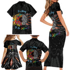 Australia Aboriginal Family Matching Short Sleeve Bodycon Dress and Hawaiian Shirt Autism It's Okay To Be Different