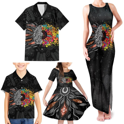 Australia Aboriginal Family Matching Tank Maxi Dress and Hawaiian Shirt Autism It's Okay To Be Different