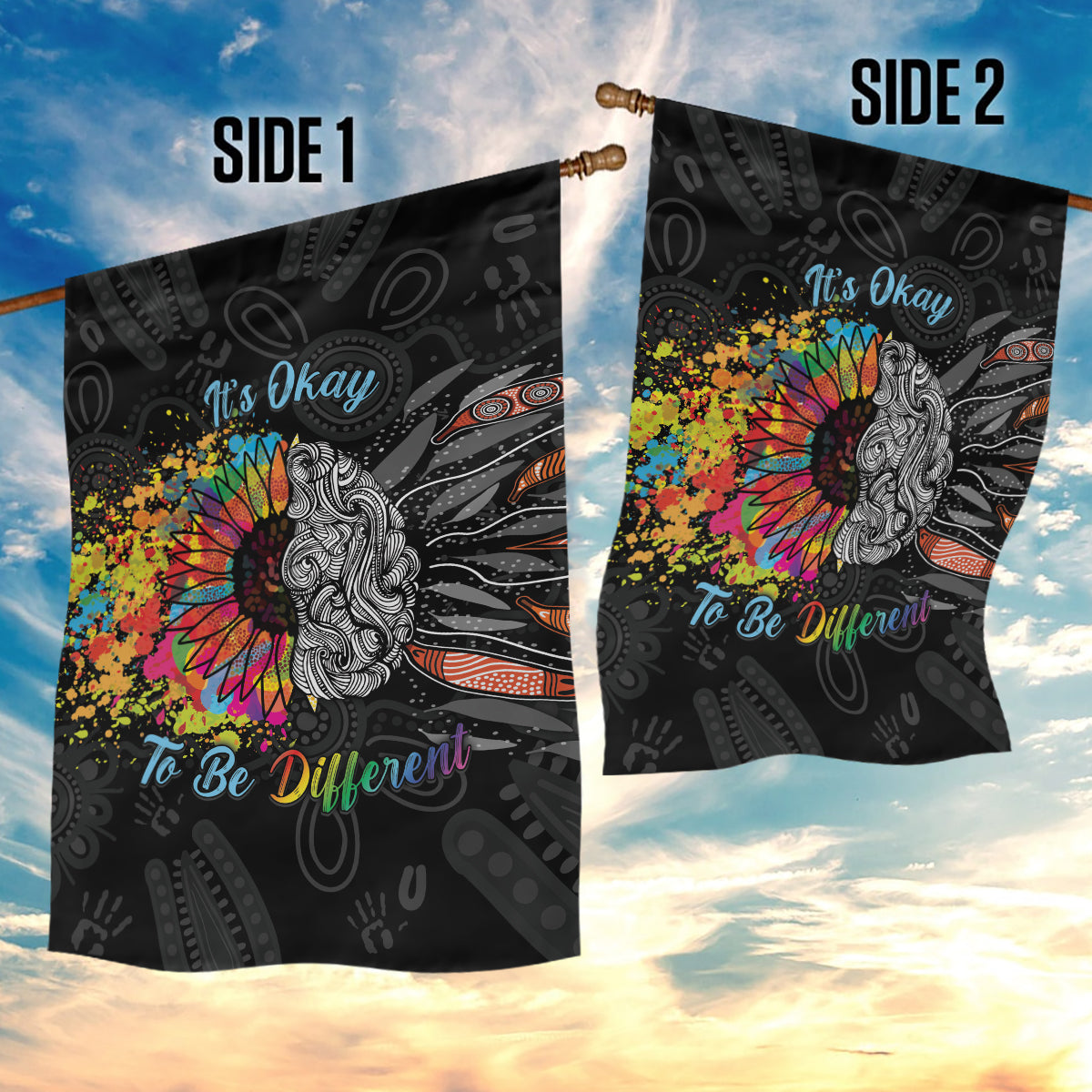 Australia Aboriginal Garden Flag Autism It's Okay To Be Different