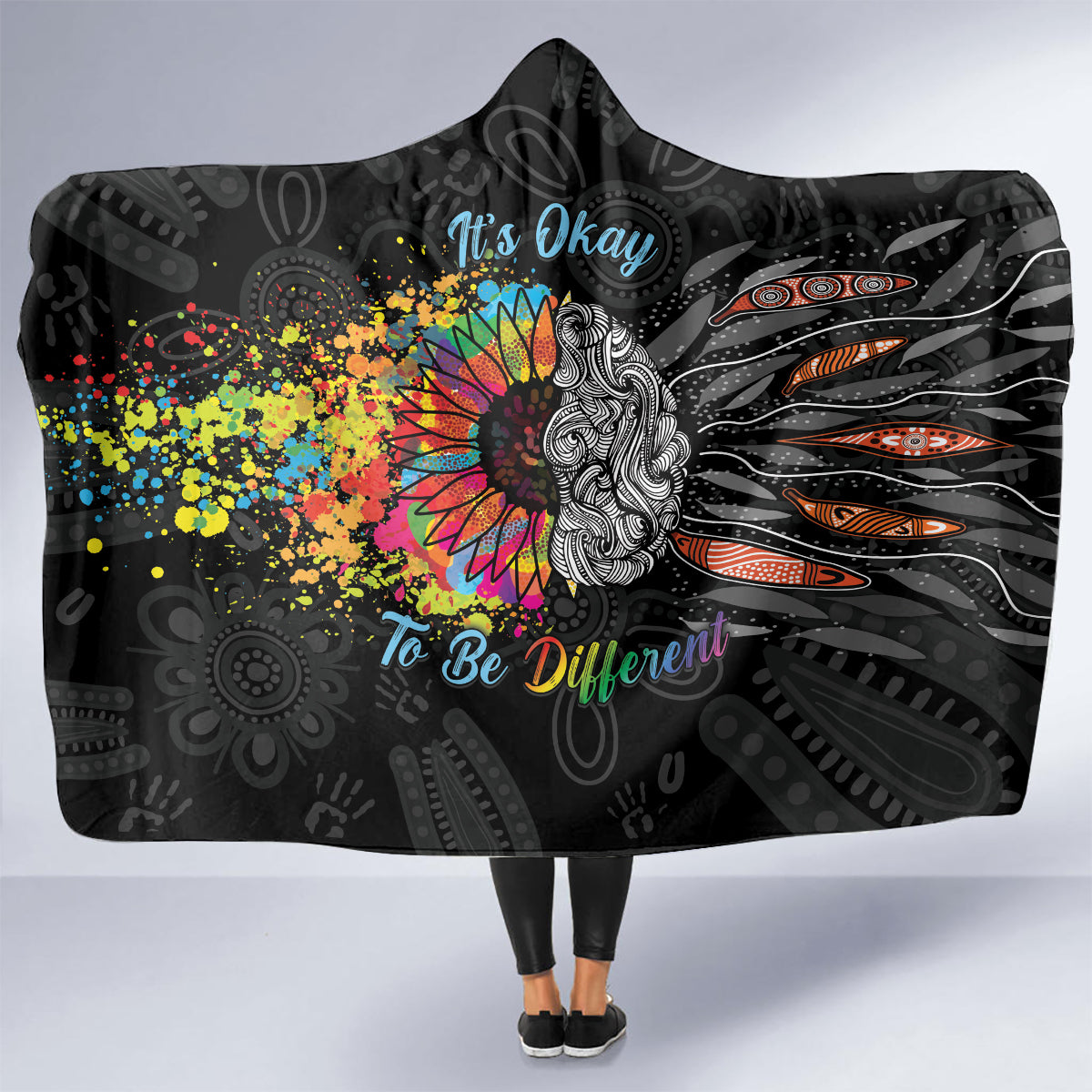 Australia Aboriginal Hooded Blanket Autism It's Okay To Be Different