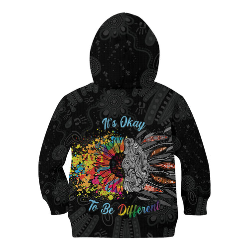 Australia Aboriginal Kid Hoodie Autism It's Okay To Be Different
