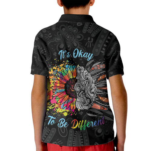 Australia Aboriginal Kid Polo Shirt Autism It's Okay To Be Different