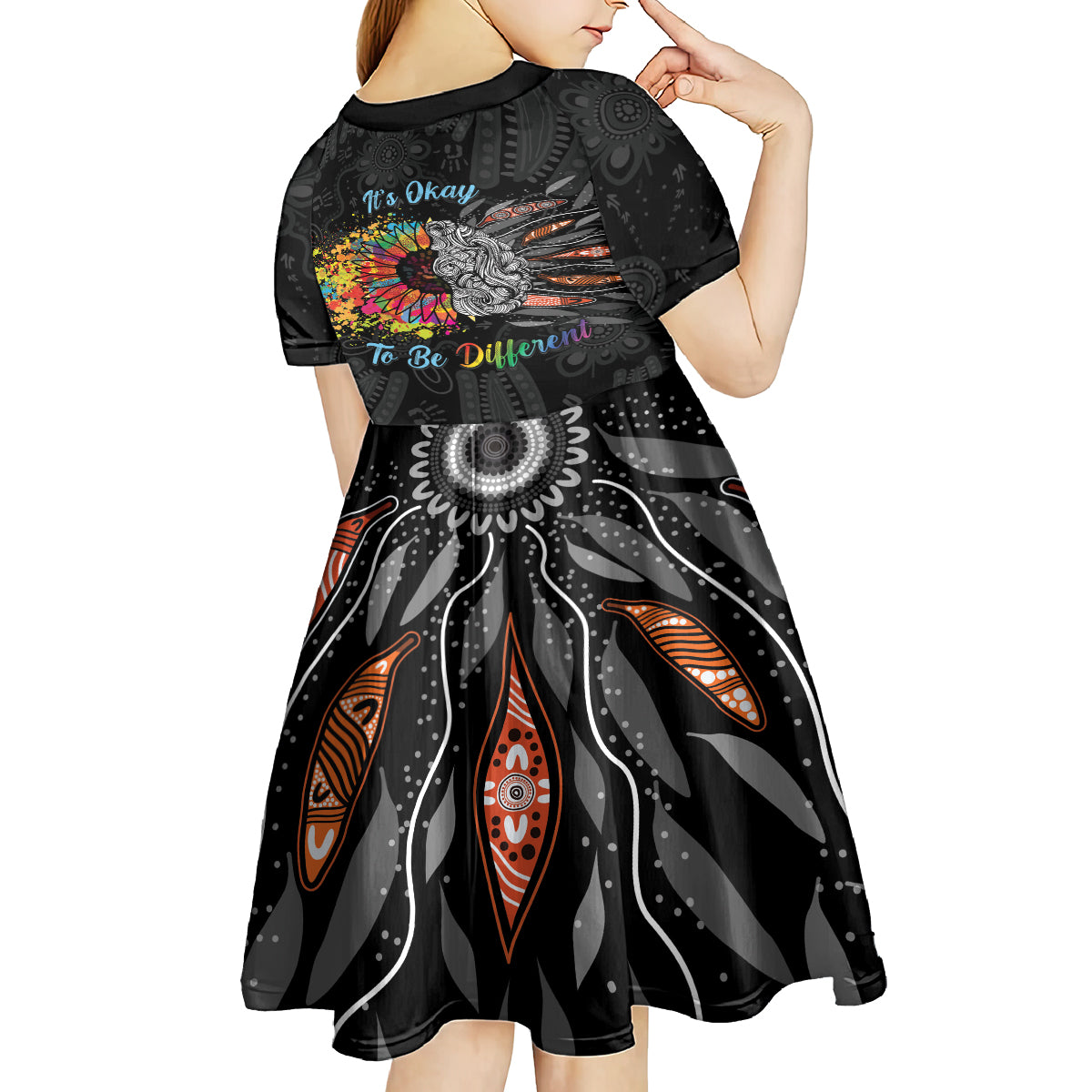 Australia Aboriginal Kid Short Sleeve Dress Autism It's Okay To Be Different