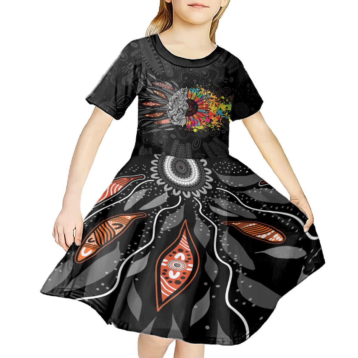 Australia Aboriginal Kid Short Sleeve Dress Autism It's Okay To Be Different