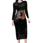 Australia Aboriginal Long Sleeve Bodycon Dress Autism It's Okay To Be Different